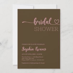 Minimalist Boho Rose Gold Coffee Bridal Shower Invitation