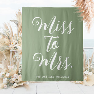 minimalist boho sage green Bridal Shower Backdrop Tapestry