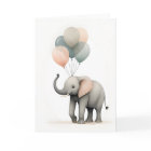 Minimalist Boho Style Elephant with Balloons Blank