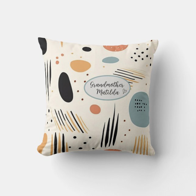 Minimalist boho style personizable throw pillow (Front)