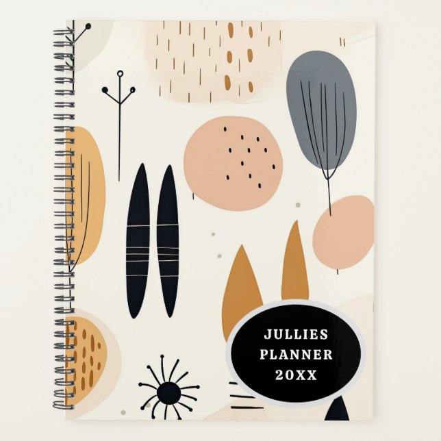 Minimalist Boho-style spiral notebook Planner (Front)