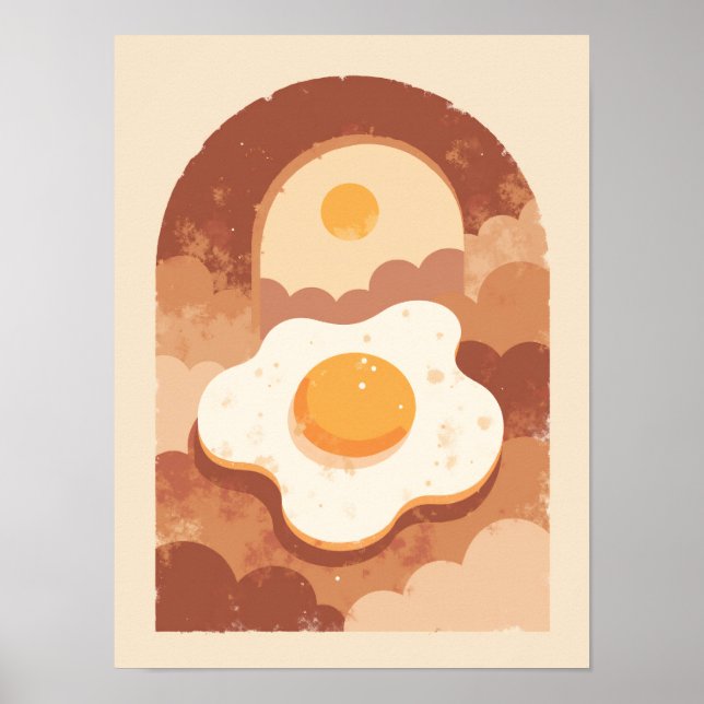 Minimalist Boho Sunny-Side-Up Egg Art Poster (Front)