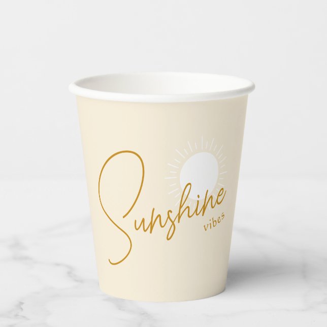 Minimalist Boho Sunshine Baby Shower Paper Cups (Front)