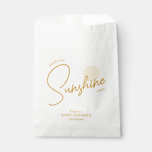 Minimalist Boho Sunshine Baby Shower Thank You Favour Bag (Front)
