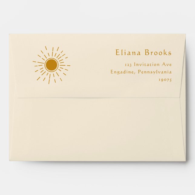 Minimalist Boho Sunshine | Beige 5x7 Baby Shower Envelope (Back (Top Flap))