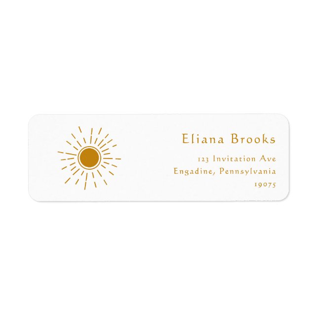 Minimalist Boho Sunshine Return Address Labels (Front)