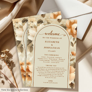 Minimalist Boho Terra Cotta Beige Sage Wedding  Program