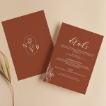 Minimalist Boho Terracotta Burnt Orange Wedding Enclosure Card<br><div class="desc">Minimalist Boho Terracotta Burnt Orange Wedding Enclosure Card. Monogram at the back. Check the collection for more matching items.</div>