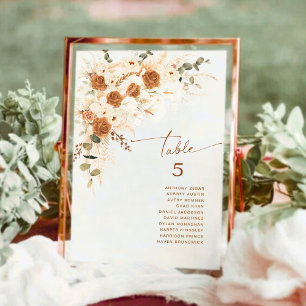 Minimalist Boho Terracotta Wedding Table Number