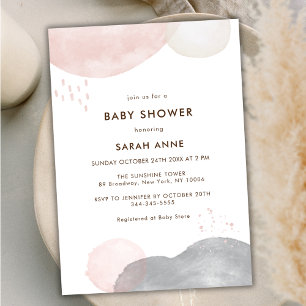 Minimalist Boho Watercolor Abstract Baby Shower Invitation