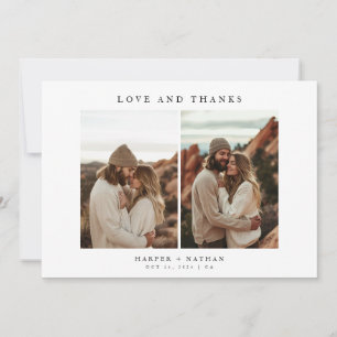 Minimalist Boho Wedding 6 Photo Collage Thank You Card