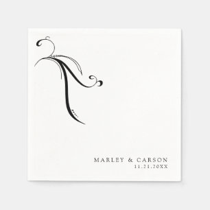 Minimalist Boho Wedding Names & Date Napkin