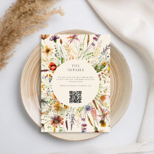 Minimalist Boho Wildflower Floral Wedding Enclosure Card