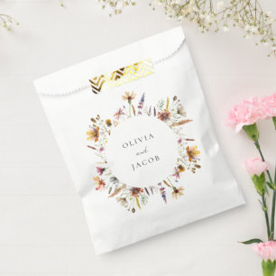 Minimalist Boho Wildflower Floral Wedding Favour Bag