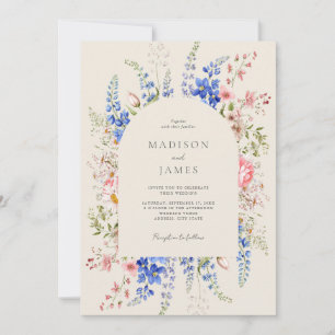 Minimalist Boho Wildflower Floral Wedding Invitation