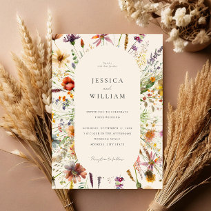 Minimalist Boho Wildflower Floral Wedding Invitation