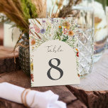 Minimalist Boho Wildflower Floral Wedding Table Number<br><div class="desc">Wedding table number featuring minimalist typography design and boho wildflower floral illustration background.</div>