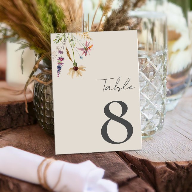 Minimalist Boho Wildflower Floral Wedding Table Number (Creator Uploaded)