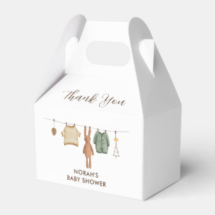 Minimalist Boho Winter Boy Clothesline Baby Shower Favor Box