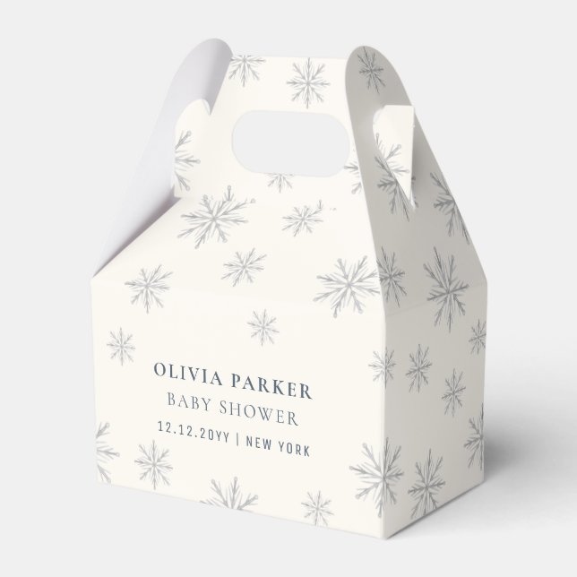 Minimalist Boho Winter Snowflake Baby Shower Favor Box (Front Side)