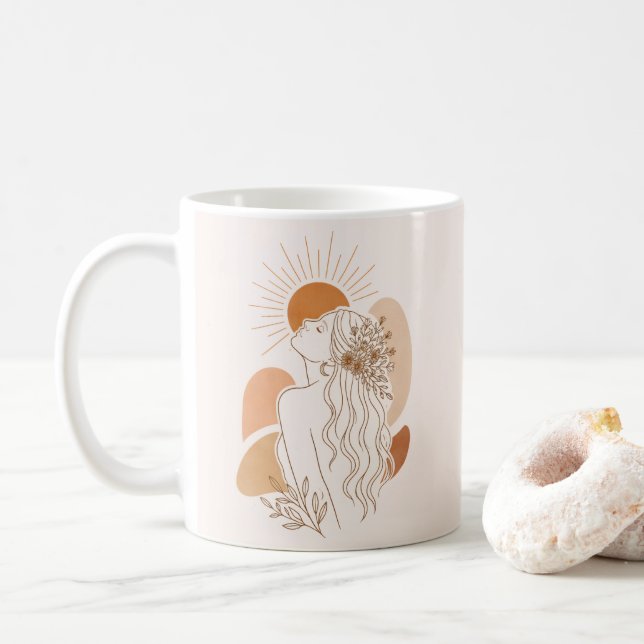 Minimalist Boho Woman Art Mug (Avec donut)