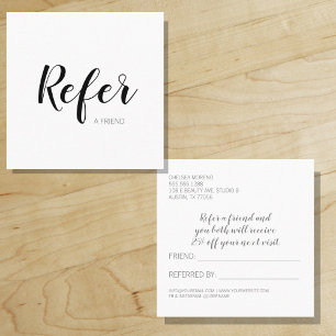 Minimalist Bold Beauty Refer a Friend Loyalty Referral Card
