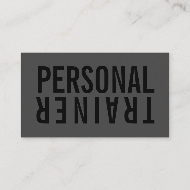 Minimalist bold black and grey personal trainer business card (Front)