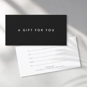 Minimalist Bold Black and White Gift Certificate