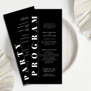 Minimalist  bold black and white wedding programs
