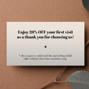 Minimalist Bold Black Faux Silver Salon Coupon