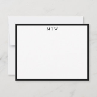 Minimalist Bold Black Square Border Monogram Card