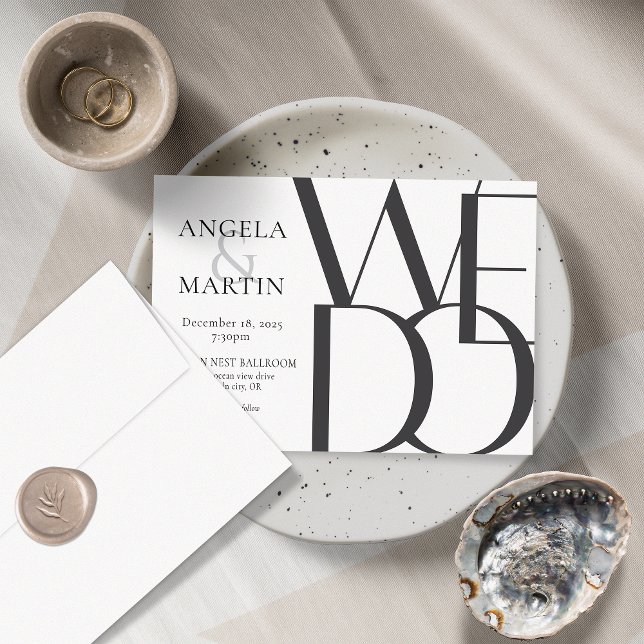 Minimalist Bold Black White Wedding Invitation (Creator Uploaded)