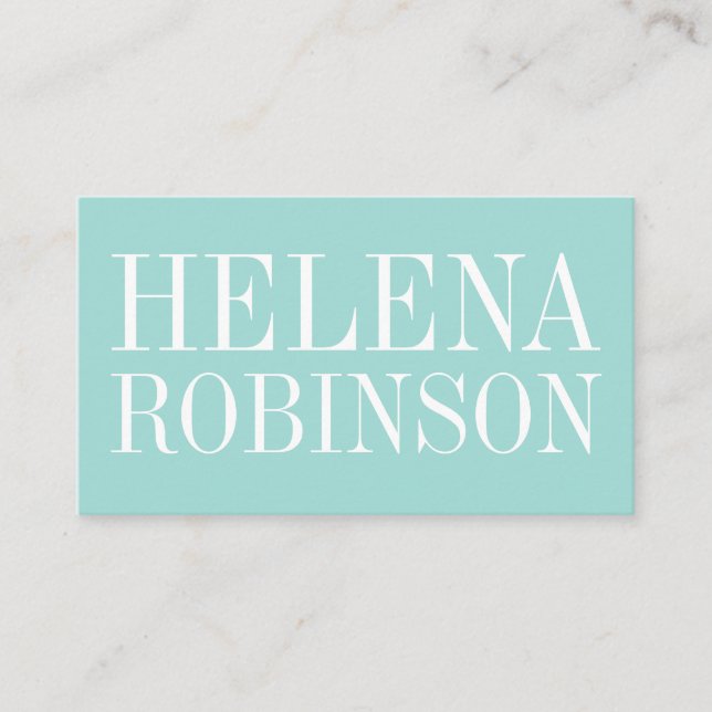 Minimalist bold blue / turquoise trendy business card (Front)