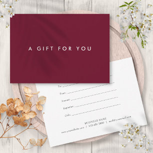 Minimalist Bold Burgundy Gift Certificate