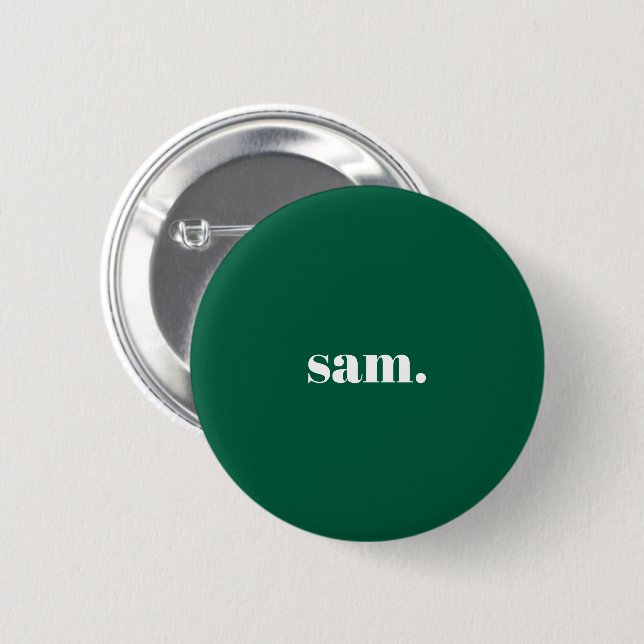 Minimalist bold custom text green 2 inch round button (Front & Back)