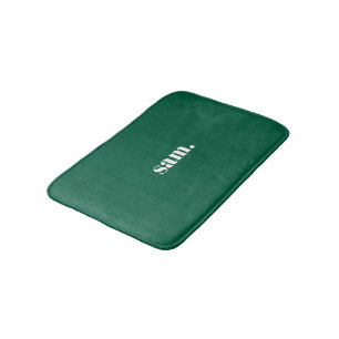 Minimalist bold custom text green bath mat