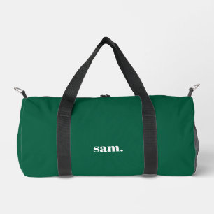 Minimalist bold custom text green duffle bag