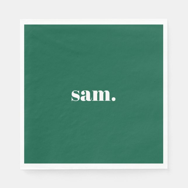 Minimalist bold custom text green napkin (Front)