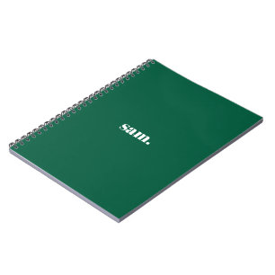 Minimalist bold custom text green notebook