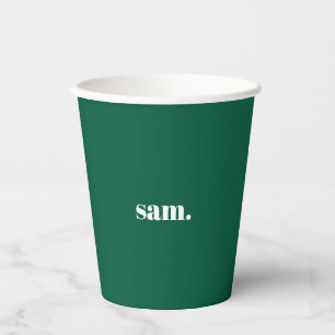 Minimalist bold custom text green paper cups