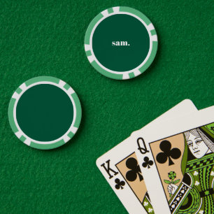 Minimalist bold custom text green poker chips