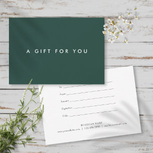 Minimalist Bold Emerald Green Gift Certificate