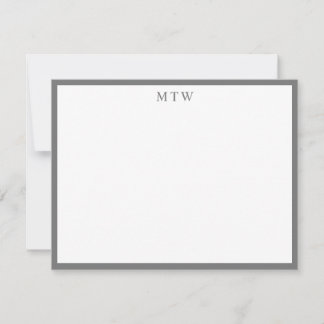 Minimalist Bold Grey Square Border Monogram Card