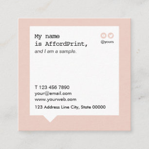 Minimalist Bold Hello Speech Bubble Blush Square Business Card