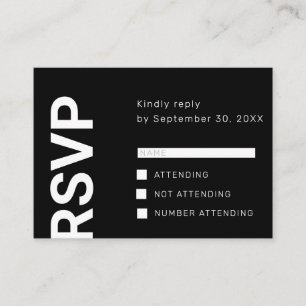 Minimalist bold letters black and white RSVP card