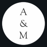 Minimalist Bold Monogram Boho Wedding Black White Classic Round Sticker<br><div class="desc">Minimalist Bold Monogram Trendy Chic Typography Wedding Classic Round Stickers in Black and White</div>