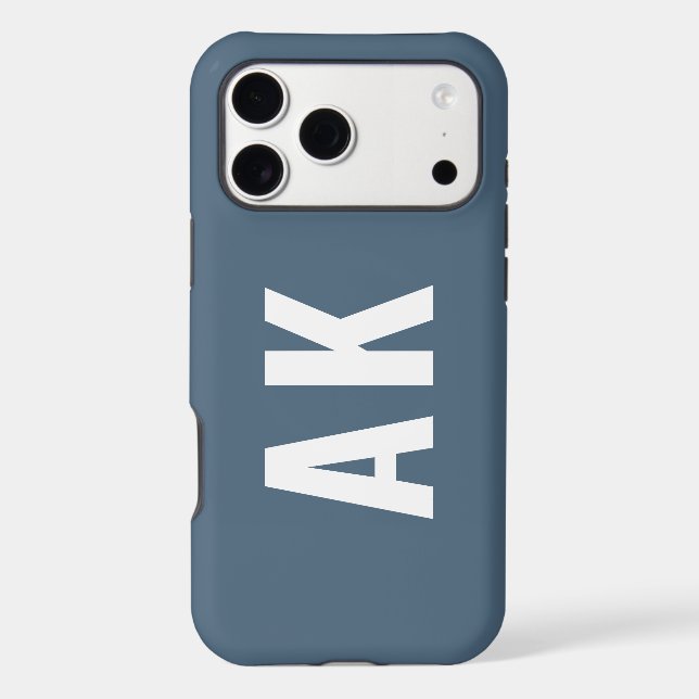 Minimalist Bold Monogram Custom Initials Blue (Back)