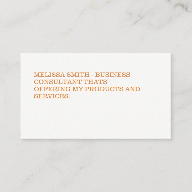 Minimalist Bold Orange Text Business Card (Front)