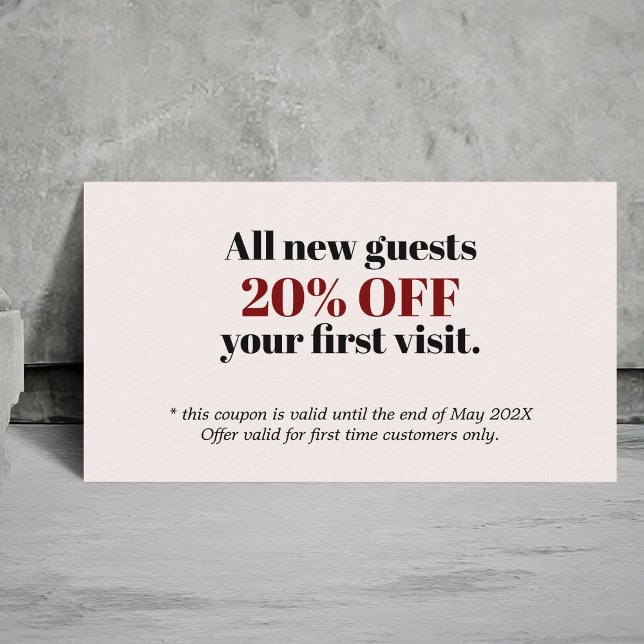Minimalist Bold Pastel Red Black Salon Coupon (Creator Uploaded)