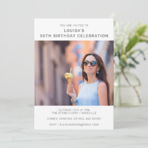 Minimalist Bold Photo 50th Birthday Celebration Invitation